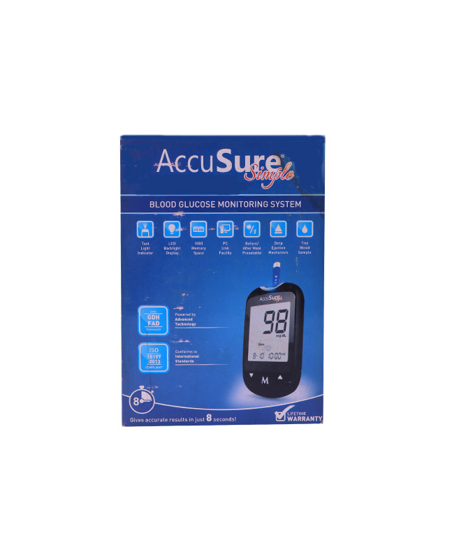 ACCUSURE BLLOD GLUCOSE STRIPS FREE OFFER BP MONITOR 2X50S