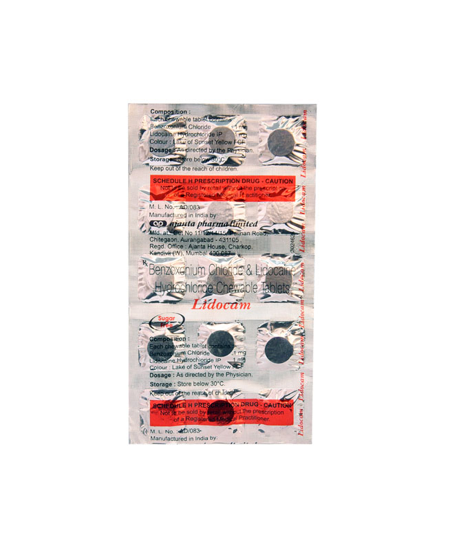 LIDOCAM TAB CHEWABLE 15S